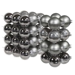 52x stuks glazen kerstballen titanium grijs 6 en 8 cm mat/glans