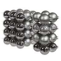 52x stuks glazen kerstballen titanium grijs 6 en 8 cm mat/glans - thumbnail