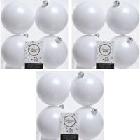 12x Winter witte kerstballen 10 cm kunststof mat