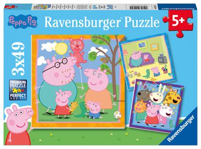 Ravensburger puzzel Peppa&apos;s familie & vriendjes 3x49 stukjes