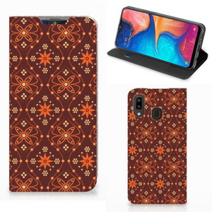 Samsung Galaxy A30 Hoesje met Magneet Batik Brown