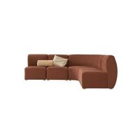 Tikamoon - Modulaire 4-zitsbank van massief acacia en terracotta stof Tikamoon - Modulaire 4-zitsbank van massief acacia en terracotta stof