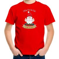 Bellatio Decorations kerst t-shirt voor kinderen - Kado Gnoom - rood - Kerst kabouter XL (164-176)  -