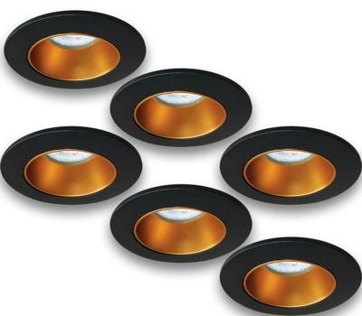 Set van 6 zwart met goudkleur Inbouw Ledspot Aruba, 5 Watt