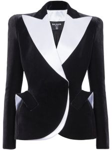 Balmain blazer en velours à design bicolore - Noir