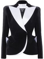 Balmain blazer en velours à design bicolore - Noir