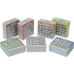 6x Bingo kaarten 1-75 gekleurd