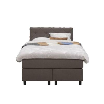 Leen Bakker - Boxspring Liv Geruit - Donker - 120x200 Cm - Ronde Poot - Stof - Bruin