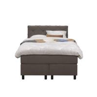 Leen Bakker - Boxspring Liv Geruit - Donker - 120x200 Cm - Ronde Poot - Stof - Bruin