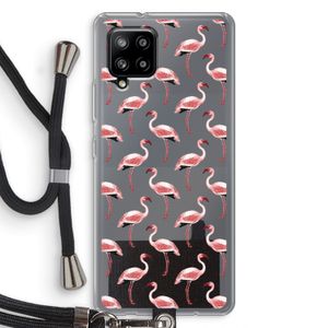 Flamingoprint groen: Samsung Galaxy A42 5G Transparant Hoesje met koord