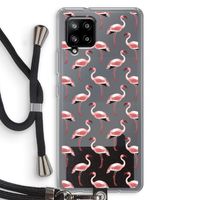 Flamingoprint groen: Samsung Galaxy A42 5G Transparant Hoesje met koord Flamingoprint groen: Samsung Galaxy A42 5G Transparant Hoesje met koord