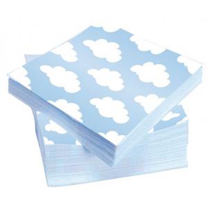 Servetten geboorte jongen - 20x stuks - lichtblauw met wolken - 33 x 33 cm - feestservetten