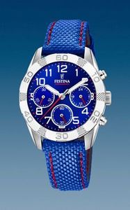 Horlogeband Festina F20346-2 Leder/Textiel Blauw 18mm