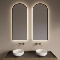 Badkamerspiegel Gliss Design Delta | 50x120 cm | Indirecte LED verlichting | Bewegingssensor | Met spiegelverwarming | Mat goud