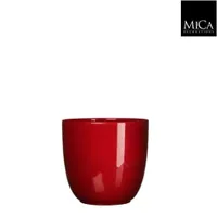Mica Decorations tusca ronde pot donkerrood glans maat in cm: 14 x 15 - thumbnail