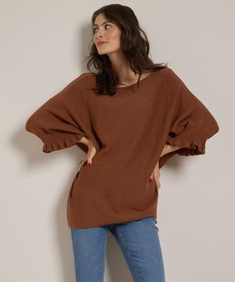 vleermuismouw trui met ruches vleermuismouw trui met ruches