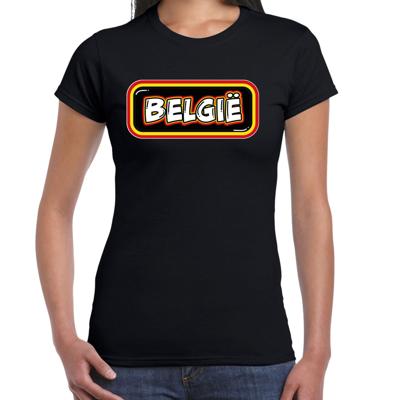 Verkleed T-shirt voor dames - Belgie - zwart - supporter - themafeest