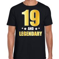 19 and legendary verjaardag cadeau t-shirt - zwart - gouden letters - heren - 19 jaar geworden