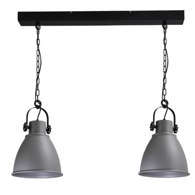 Masterlight Stoere eettafel hanglampIndustria 2x27 Bow 2-lichts zwart met betongrijs - 2007-00-00-B-70-2