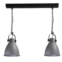 Masterlight Stoere eettafel hanglampIndustria 2x27 Bow 2-lichts zwart met betongrijs - 2007-00-00-B-70-2
