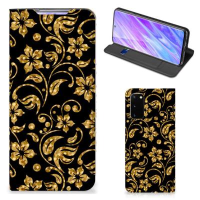 Samsung Galaxy S20 Smart Cover Gouden Bloemen Samsung Galaxy S20 Smart Cover Gouden Bloemen
