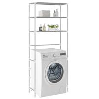 VidaXL Opbergrek voor boven wasmachine 3-laags 69x28x169 cm zilver