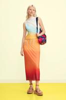 Verflaaid tule jurk - ORANGE - XS