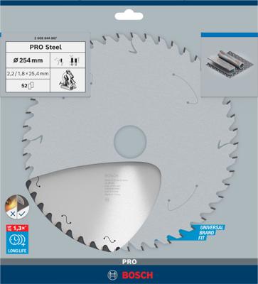 Bosch Accessoires PRO Steel cirkelzaagblad voor gesnoerde machines | 254 x 2 |2 x 25 |4 mm | T52 - 2608844867