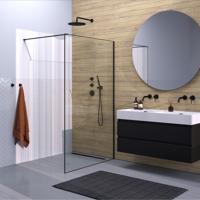 Inloopdouche Brauer Frame Set 1 Helder Glas 120x200 Met Muurprofiel En Lijst Rondom Mat Zwart Brauer