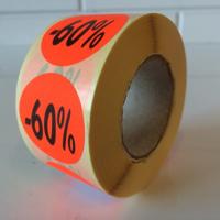 Etiket fluor rood 27mm -60% 500/rol