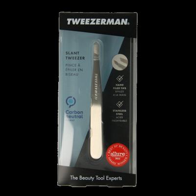 Tweezerman Slant tweezer klassiek stainless steel 1 Stuks Tweezerman Slant tweezer klassiek stainless steel 1 Stuks
