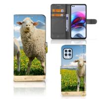 Motorola Moto G100 | Telefoonhoesje | Met pasjeshouder | Schaap en Lammetje