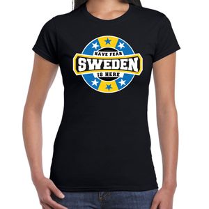 Have fear Sweden is here / Zweden supporter t-shirt zwart voor dames