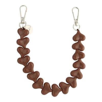 Telefoonkoord Heart - Effen Bruin - Zilver Telefoonkoord Heart - Effen Bruin - Zilver