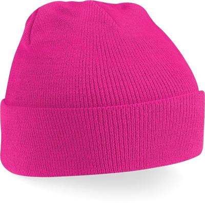 Skimuts original beanie met omslag fuchsia
