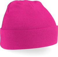 Skimuts original beanie met omslag fuchsia