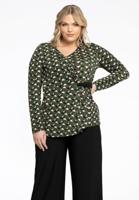 Yoek Shirt met overslag GEOMETRIC | Groen | Maat 58/60