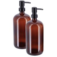 Tendance Zeeppompje/dispenser - 2x - amber - glas - 10 x 23 cm - 1000 ml