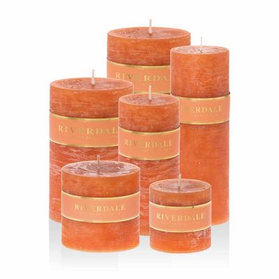 Rustieke Stompkaars burnt orange 10x20cm