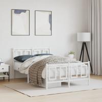 Bedframe met hoofd- en voeteneinde metaal wit 120x200 cm