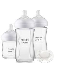 Philips AVENT Natural Response 3 glazen flessen + fopspeenset doorzichtig