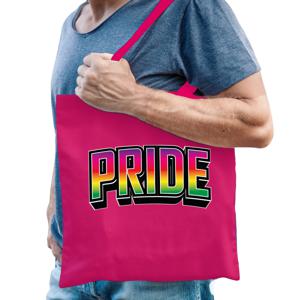 Gay Pride tas voor heren - roze - katoen - 42 x 38 cm - regenboog - LHBTI