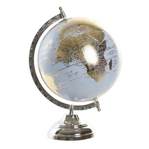 Wereldbol/globe op voet - kunststof - blauw/goud - home decoratie artikel - D20 x H30 cm