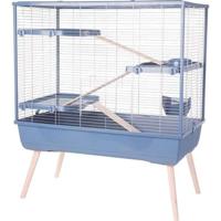 Verhoogde knaagdierenkooi - ZOLUX - Néolife - 3 niveaus voor konijnen - 99 x 54 x 114 cm - Blauw