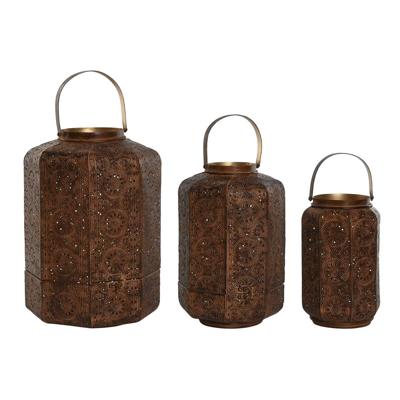 Set van placemats Home ESPRIT Bruin Gouden Metaal 26 x 26 x 38,5 cm
