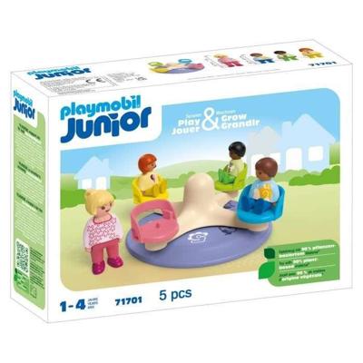 PLAYMOBIL Junior 71701 Kinderen en tourniquet - Inclusief vier figuren en een tourniquet - Vanaf 1 jaar oud