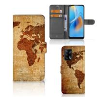 OPPO A74 4G | Flip Cover | Wereldkaart