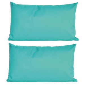 6x Bank/sier kussens voor binnen en buiten in de kleur aqua blauw 30 x 50 cm