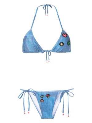Amir Slama bikini à patchs brodés - Noir