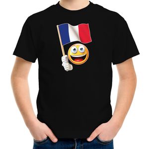 Frankrijk supporter / fan emoticon t-shirt zwart voor kinderen